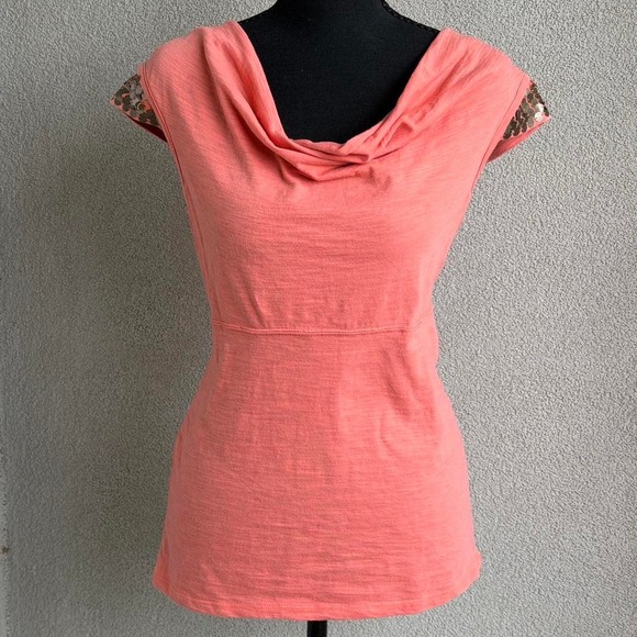 Project Tops - Y2K/Early 2000's Project Peach/Coral Cowl Neck Size S
